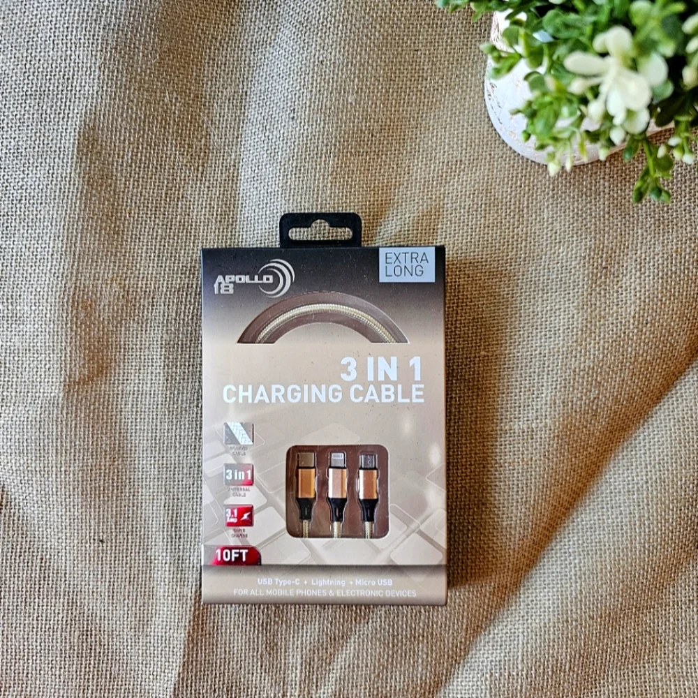 Charging Cable For All Mobile Phones & Electronic Devices, Apollo 18, 3 in 1